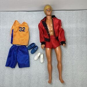 Vtg Ken Doll (Barbie) Molded Blonde Hair 1968 Body 1983 Head W 2 Sets Of Outfits